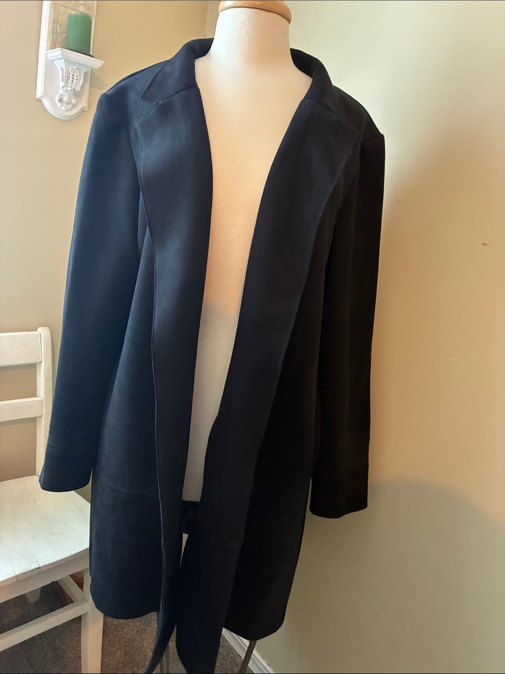 Preston & York Black Open-Front Trench Coat